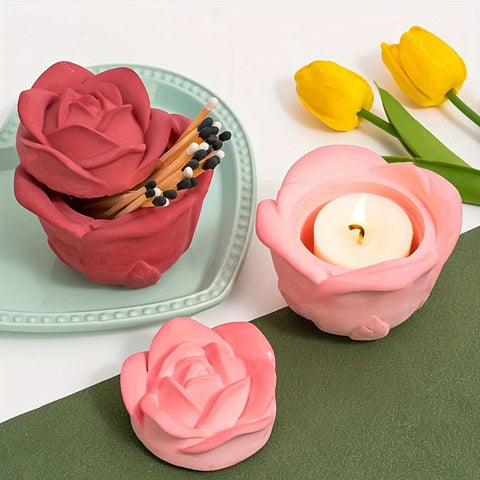 Blooming Rose Cement Holder/ Jar